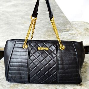 Kenneth Cole Reaction Black Quilted Purse w Gold Hardware